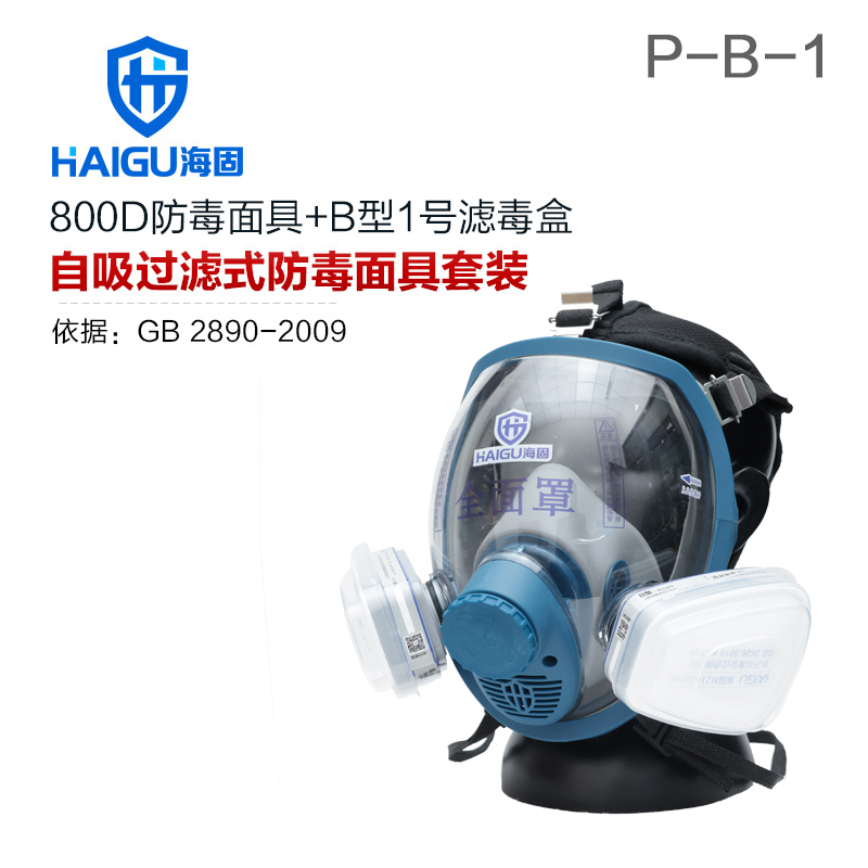 海固800D全面罩+HG-ABS/P-B-1防毒面具 无机气体综合防护