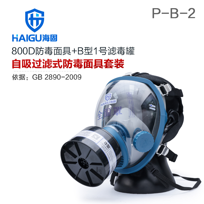 海固800D全面罩+HG-ABS/P-B-2滤毒罐 防毒面具 无机气体综合防护