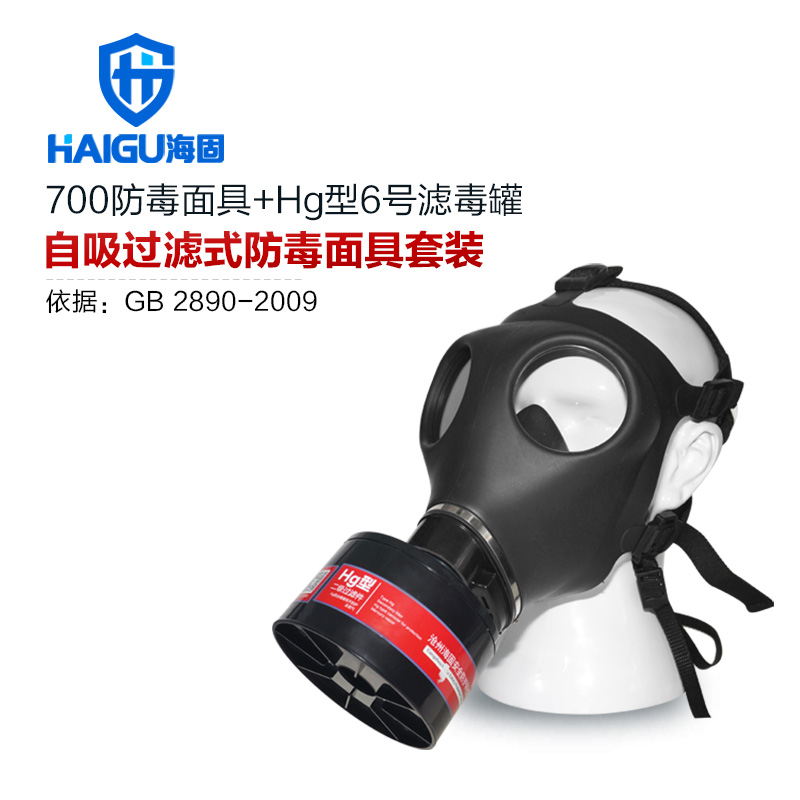 海固700全面罩+HG-ABS/P-Hg-2滤毒罐 水银防护专用防毒面具