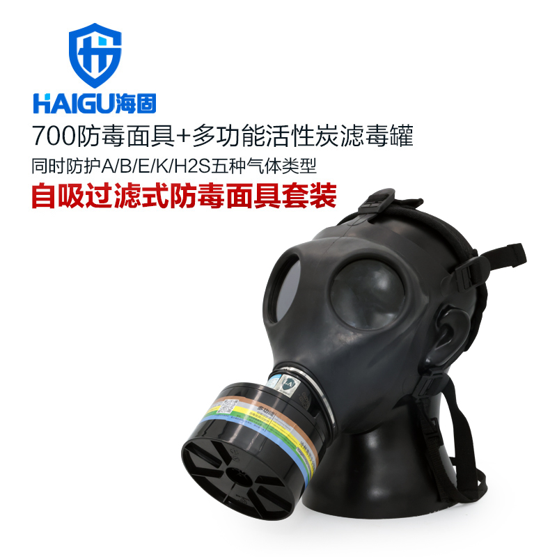 海固700全面罩+HG-ABS/D1-2滤毒罐 综合防毒气 活性炭面具